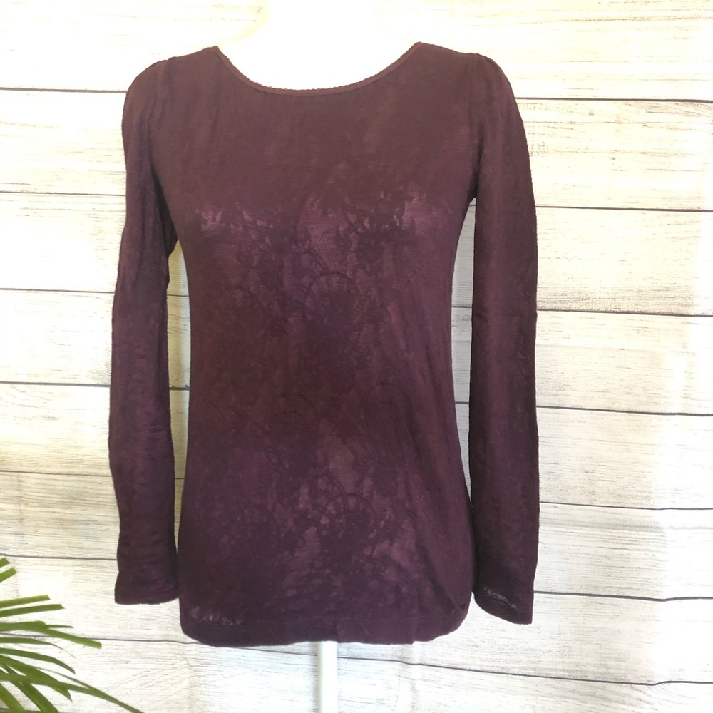 Ann Taylor Loft | Lace Long Sleeve Blouse